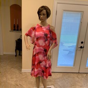 Halston Pink & Coral Combo Dress